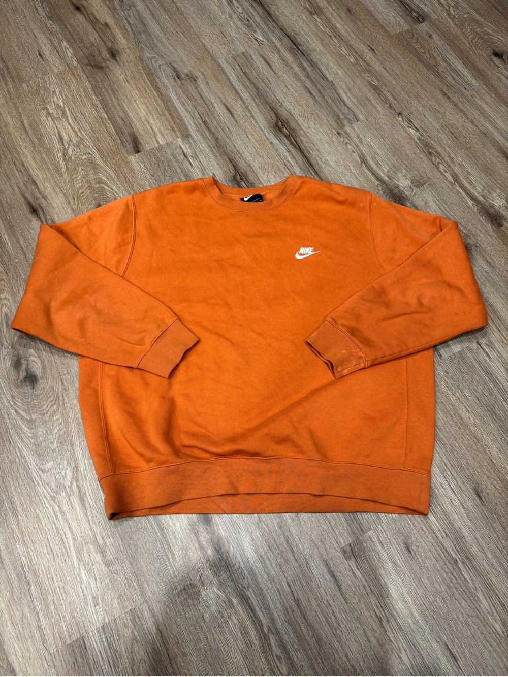 Nike Orange Crew Sweatshirt with White Swoosh